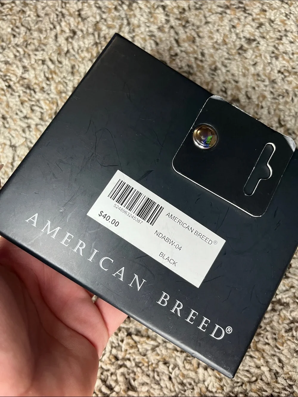 American Breed Black Leather Money Clip Wallet with Decorative Concho